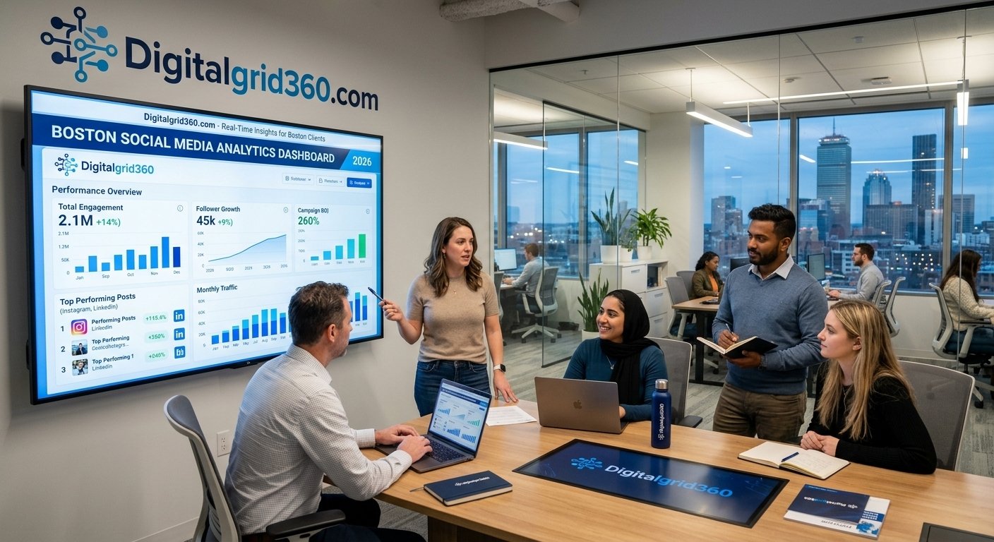 top 10 social media agency in Boston team analyzing campaign performance